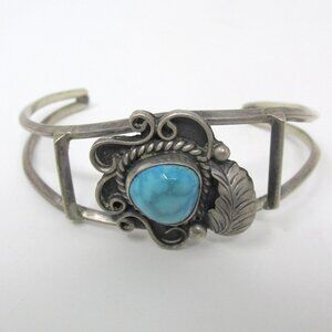 Turquoise Bracelet Silver Leaf Original Angela Lee Native New Mexico